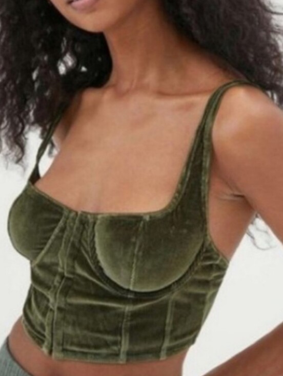 Urban Outfitters Tops - Urban Outfitter out from under Olive Velvet Corset Crop Top